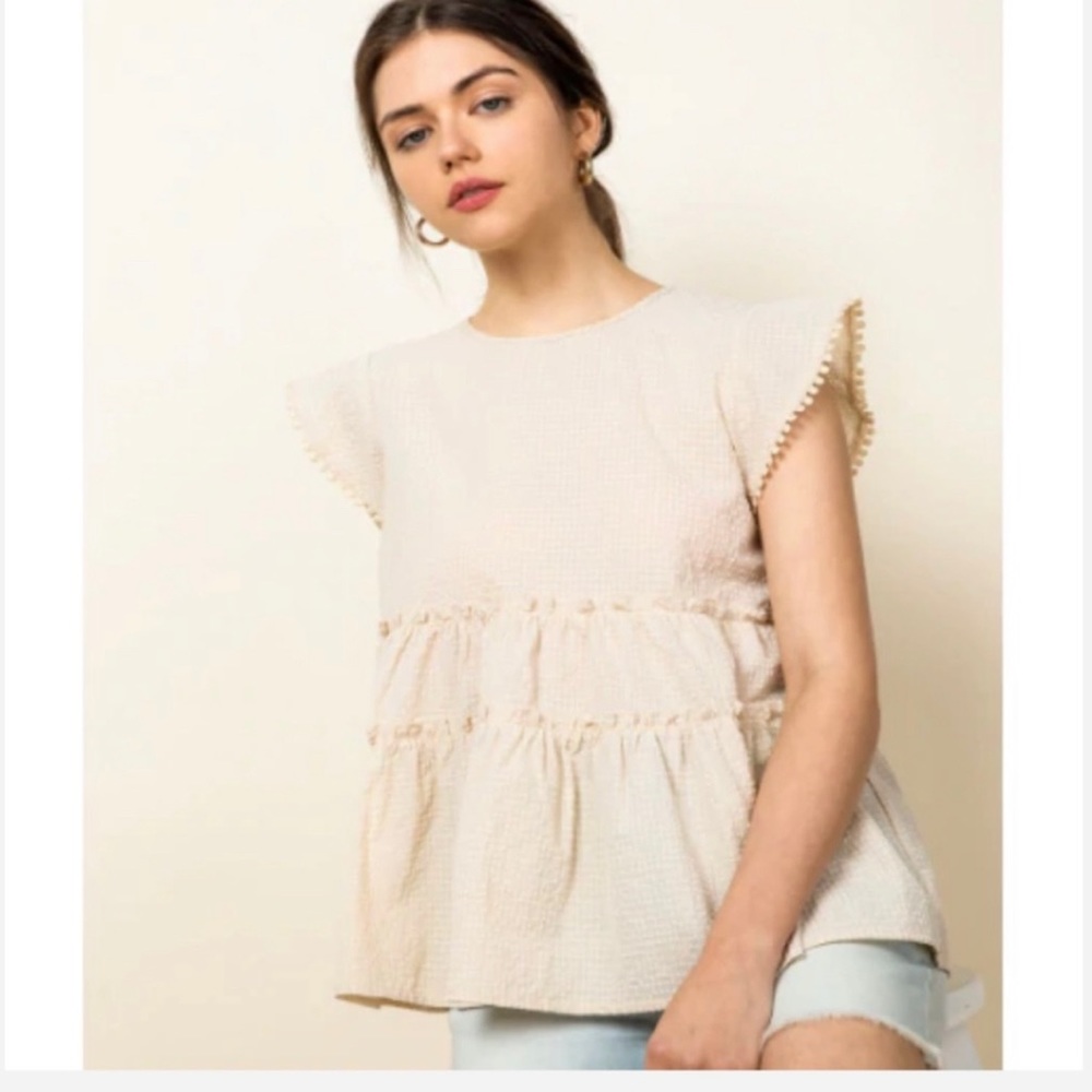 Aryanna baby doll top with back tassel